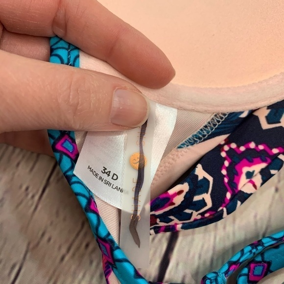 NWOT Multicolored Palm Print Push-up Bikini Top - Picture 8 of 13
